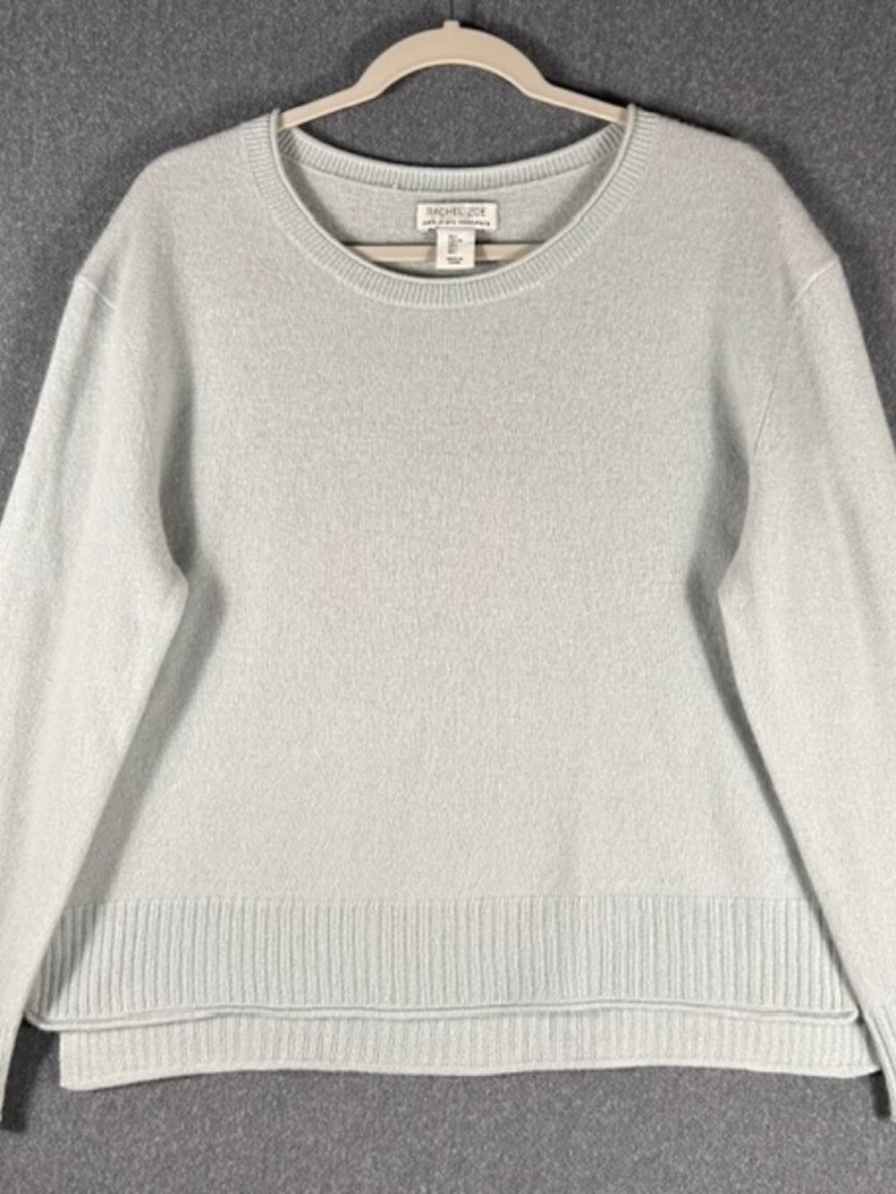 Rachel Zoe 100% 2-Ply Cashmere Crewneck Sweater Womens Sz Lg Mint Green L/S